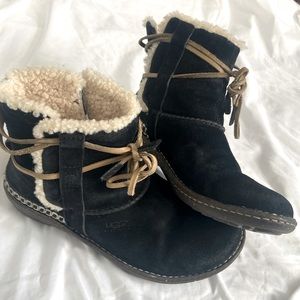 UGG black ankle suede Australian  sherpa boots